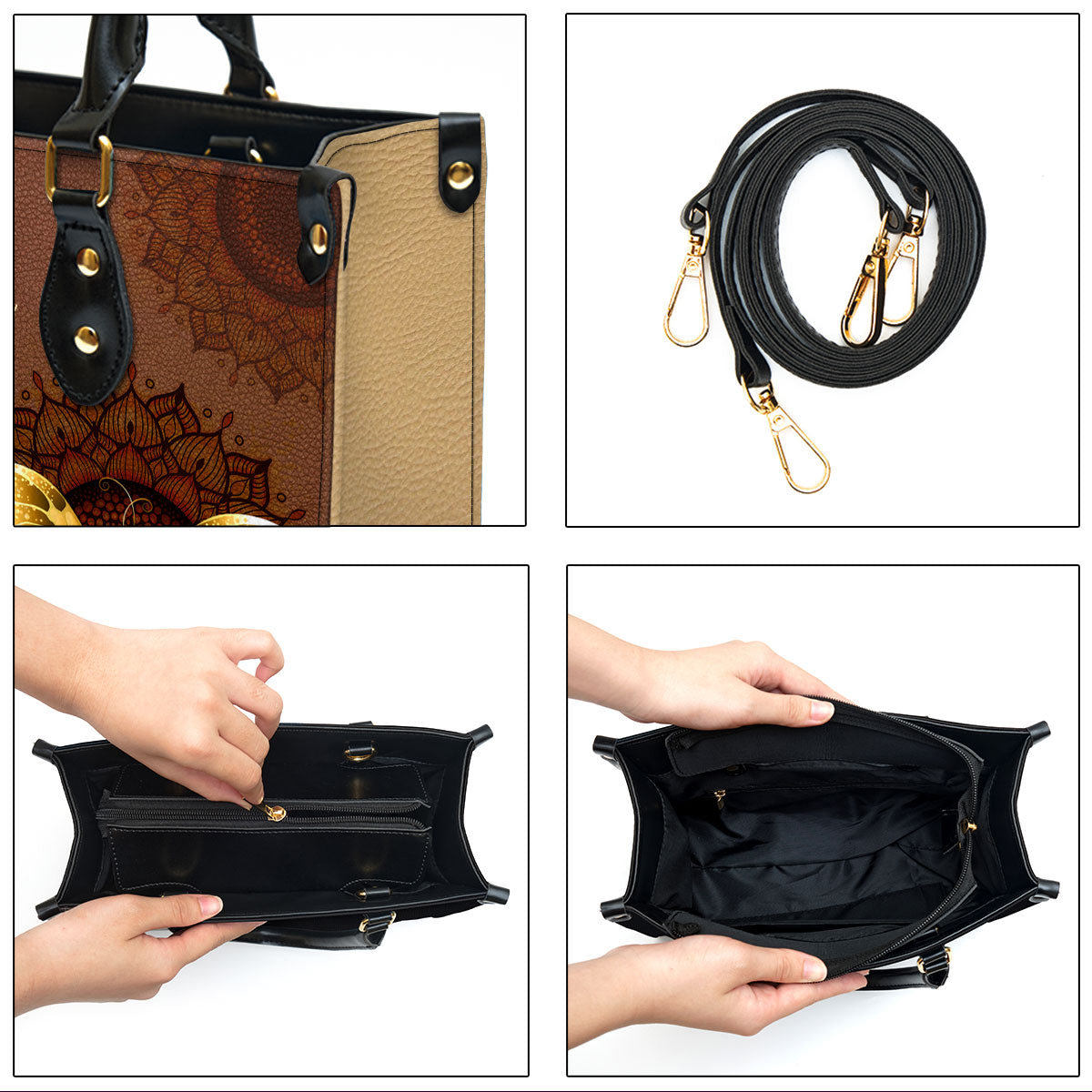 The Future Is As Bright As The Promises Of God Butterfly & Flower Leather Bag - Personalized Leather Bag With Handle for Christian Women