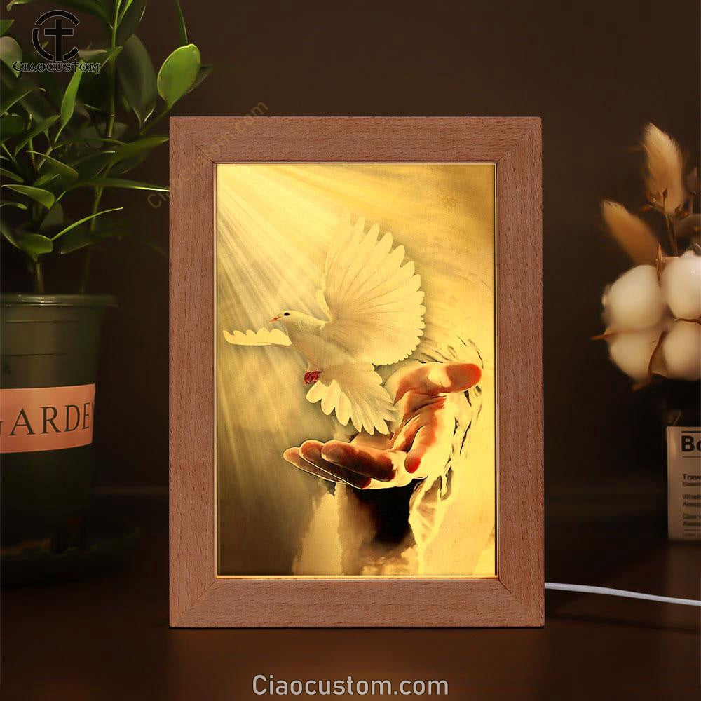The Hand Of God Picture Jesus Hands Frame Lamp Prints - Bible Verse Wooden Lamp - Scripture Night Light