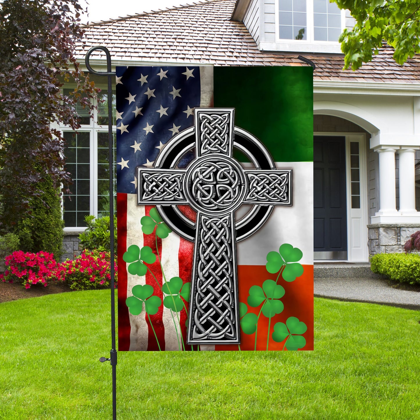 The Irish Celtic Cross St. Patrick's House Flag - St. Patrick's Day Garden Flag - Outdoor St Patrick's Day Decor