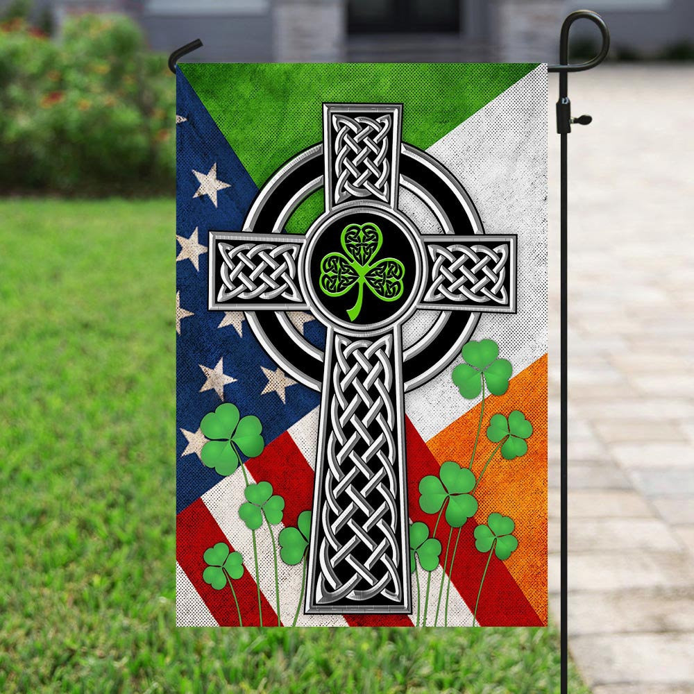 The Irish Celtic Cross St. Patricks House Flag - St. Patrick's Day Garden Flag - Outdoor St Patrick's Day Decor