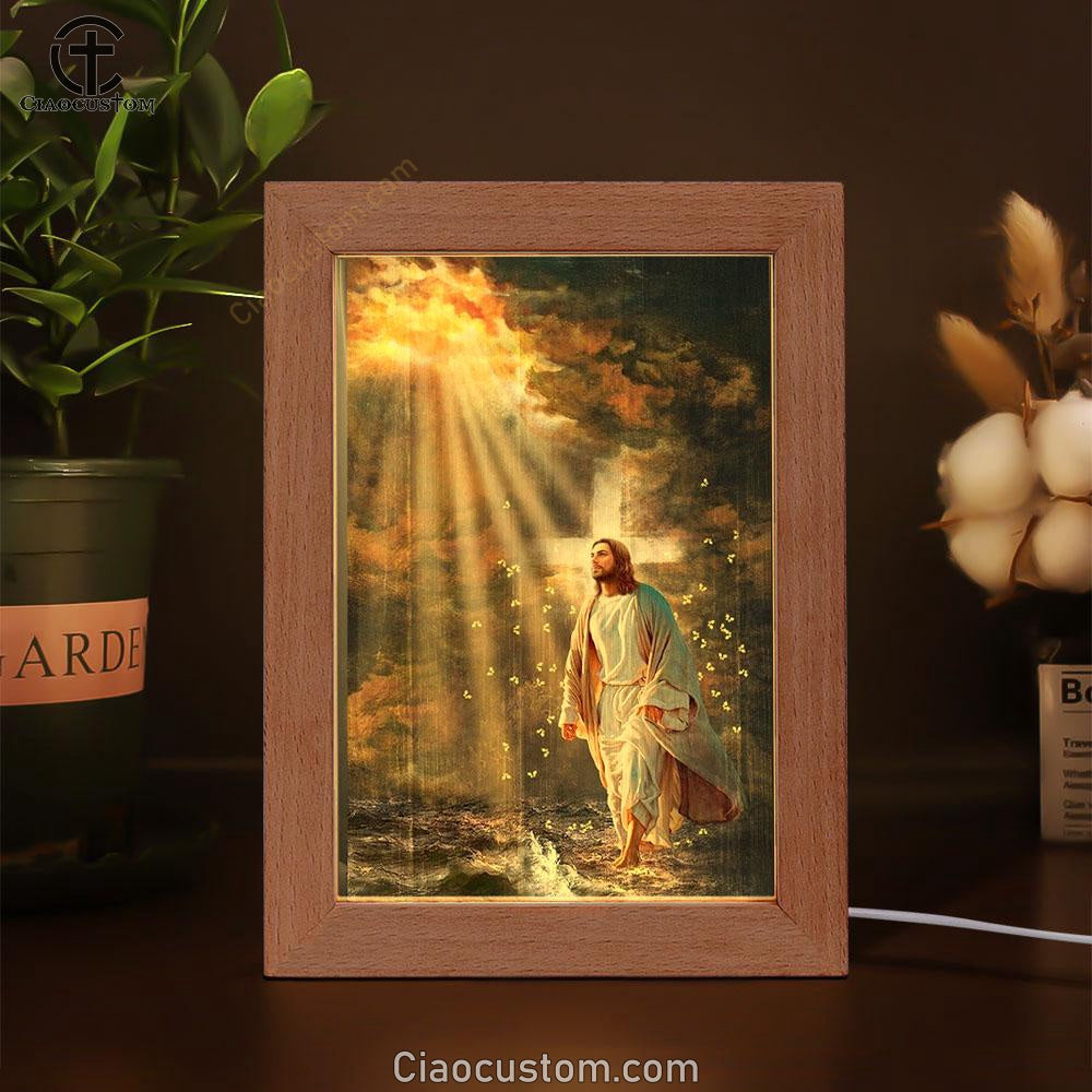The Life Of Jesus, Halo Painting, Yellow Butterfly, Walking On Water Frame Lamp