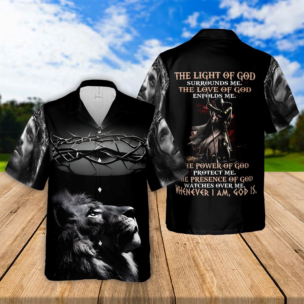 The Light Of God Surround Me Jesus Hawaiian Shirts - Religious Hawaiian Shirts - Hawaiian Christian For Men Women