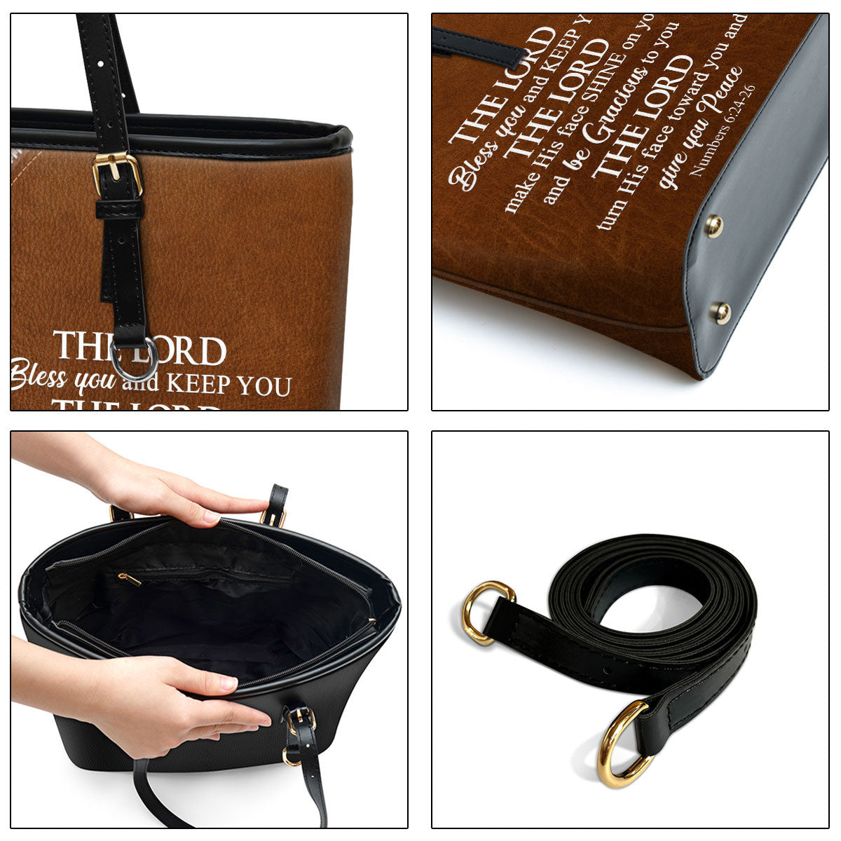 The Lord Bless You And Keep You Personalized Large Pu Leather Tote Bag For Women - Mom Gifts For Mothers Day