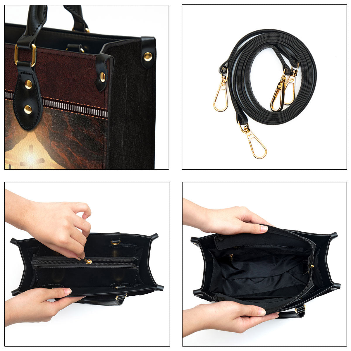 The Lord Established My Path Personalized Butterfly Leather Bag For Women - Religious Gifts For Women