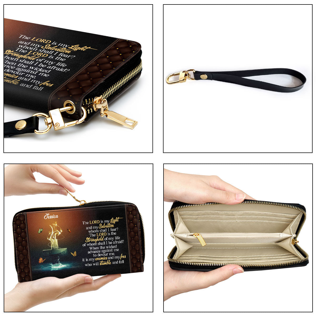 The Lord Is The Stronghold Of My Life Clutch Purse For Women - Personalized Name - Christian Gifts For Women