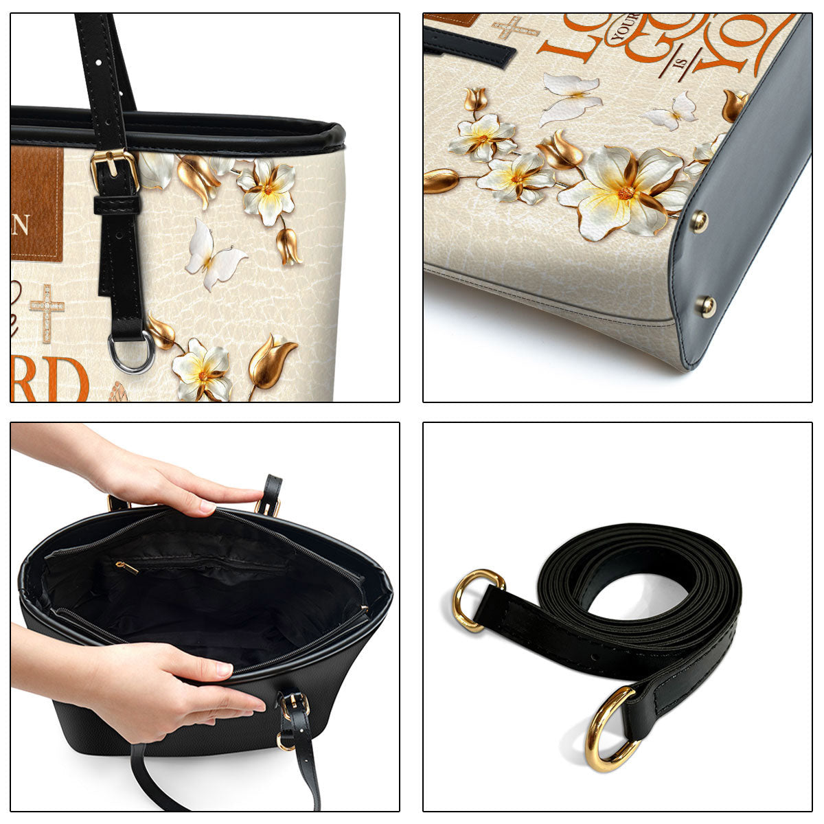 The Lord Your God Is With You Personalized Large Pu Leather Tote Bag For Women - Mom Gifts For Mothers Day