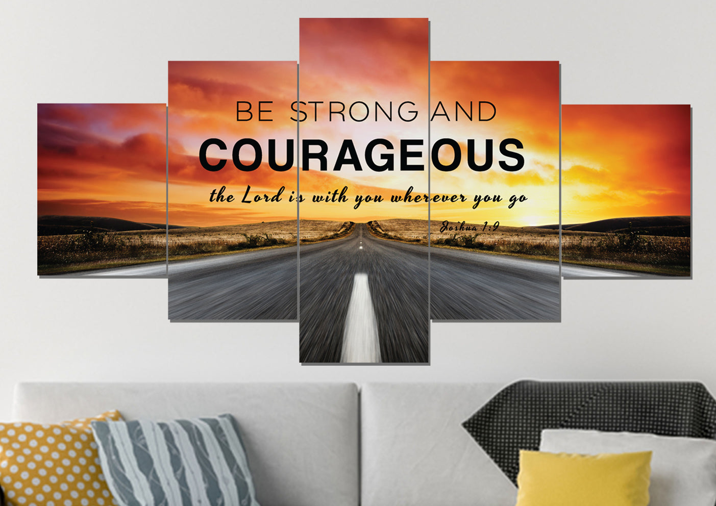 The Road Joshua 19 Be Strong And Courageous Wall Art - Christian Canvas Wall Art