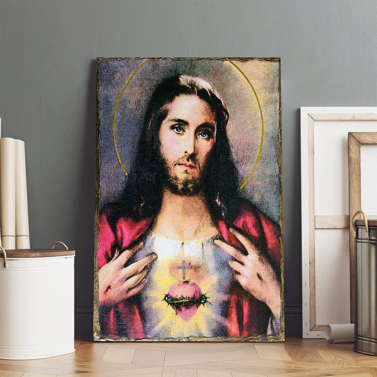 The Sacred Heart Of Jesus Canvas Wall Art - Jesus Portrait Picture - Religious Gift - Christian Wall Art Decor