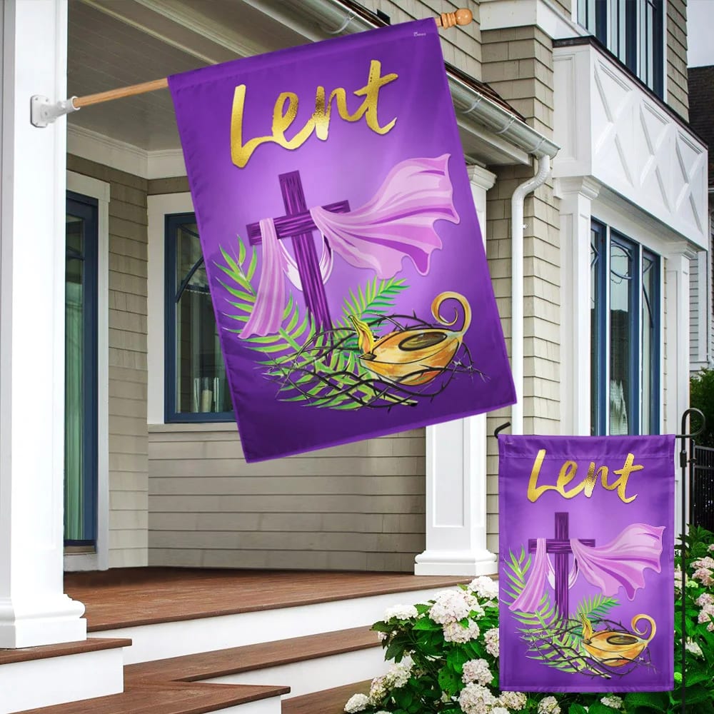 The Season Of Lent Christian House Flags - Religious Easter Garden Flag - Christian Outdoor Easter Flags