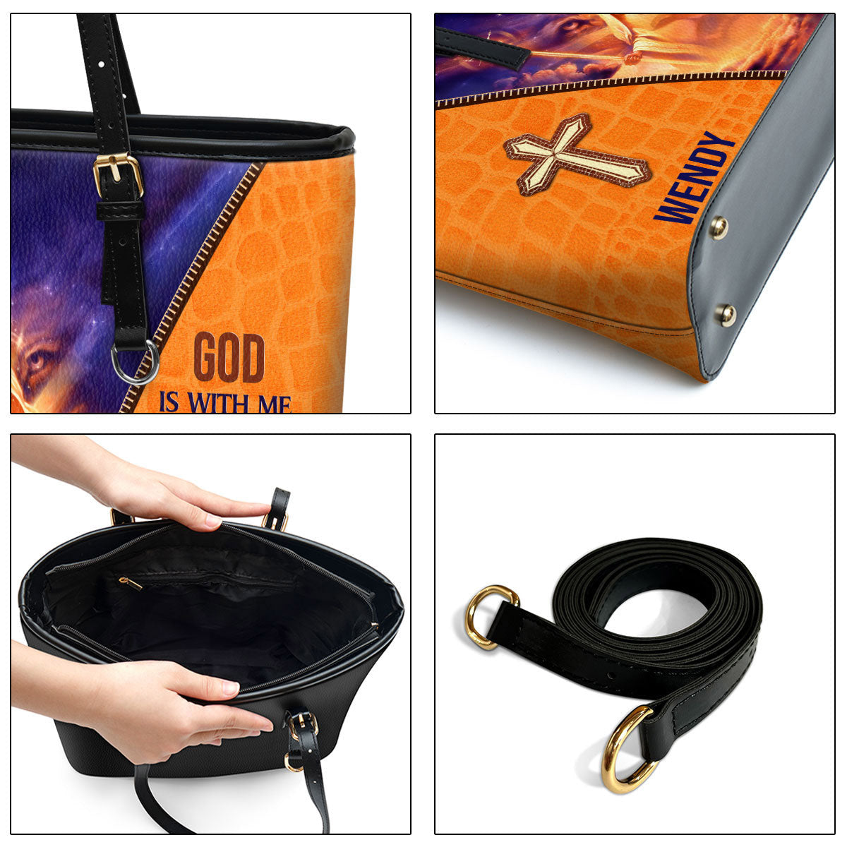 The Spirit Is Greater Than My Fear Lovely Personalized Large Pu Leather Tote Bag For Women - Mom Gifts For Mothers Day