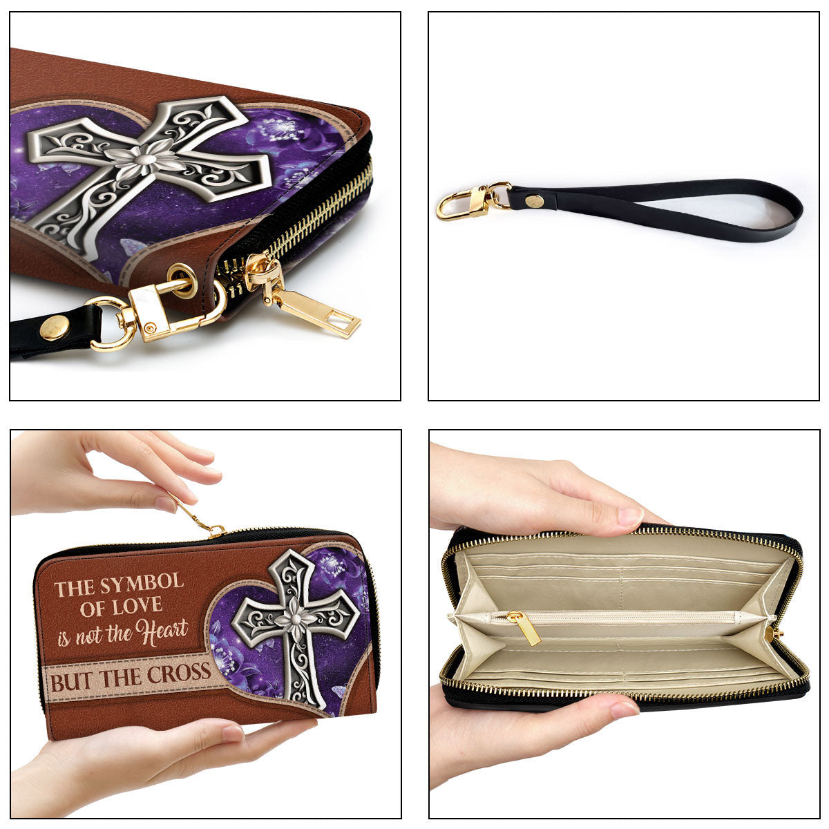 The Symbol Of Love Is The Cross Clutch Purse For Women - Personalized Name - Christian Gifts For Women