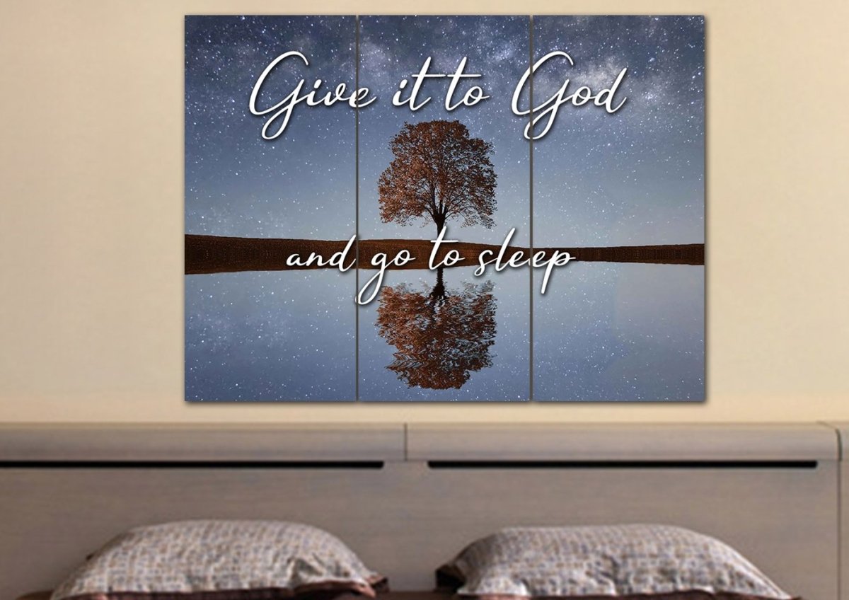 The Tree Give It To God And Go To Sleep Sign, Wall Art & Decor - Christian Canvas Wall Art