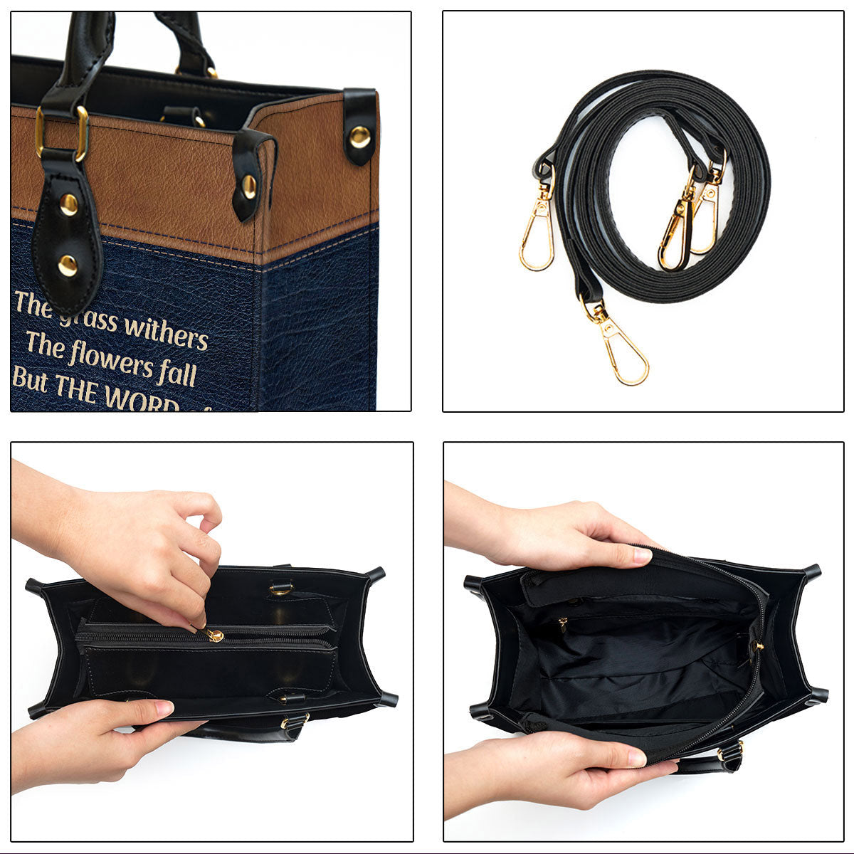 The Word Of Our God Endures Forever Pretty Personalized Leather Bag For Women - Religious Gifts For Women