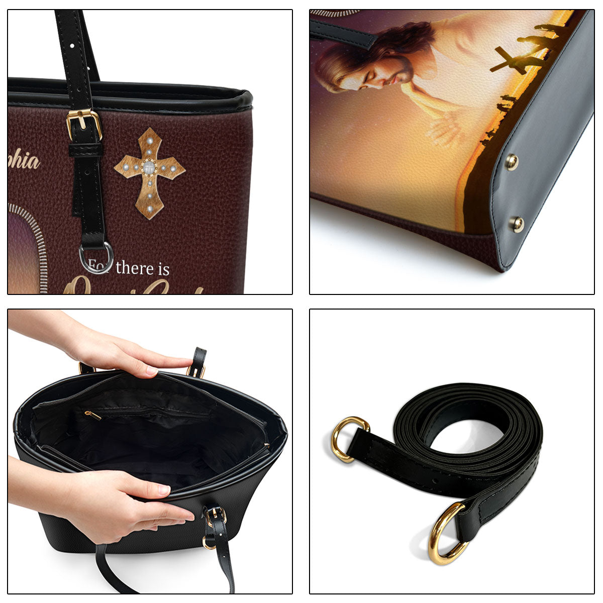 There Is One Mediator Between God And Men The Man Christ Jesus Personalized Large Pu Leather Tote Bag For Women - Mom Gifts For Mothers Day