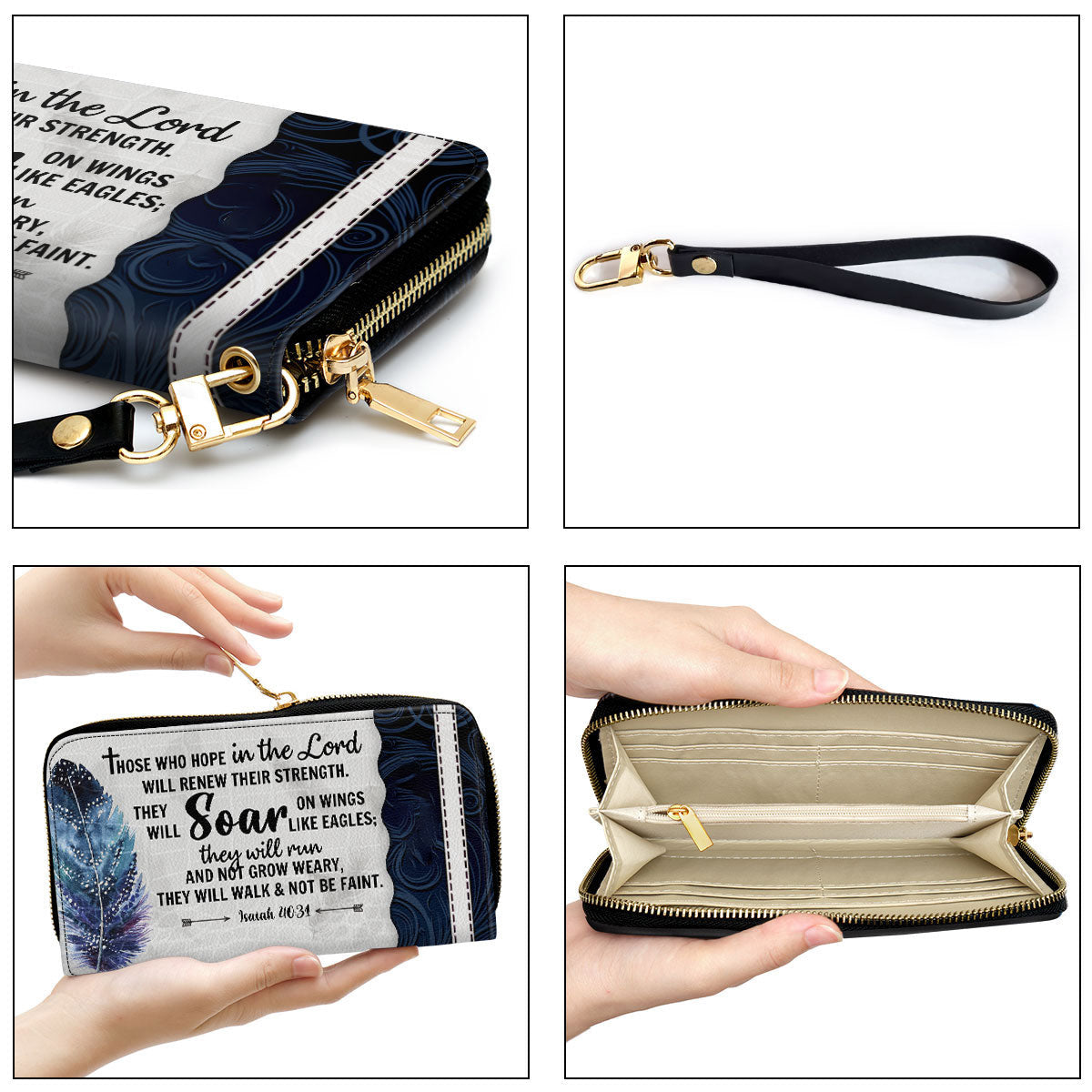 They Will Soar On Wings Like Eagles Christ Gifts For Women Of God Isaiah 4031 Clutch Purse For Women - Personalized Name - Christian Gifts For Women