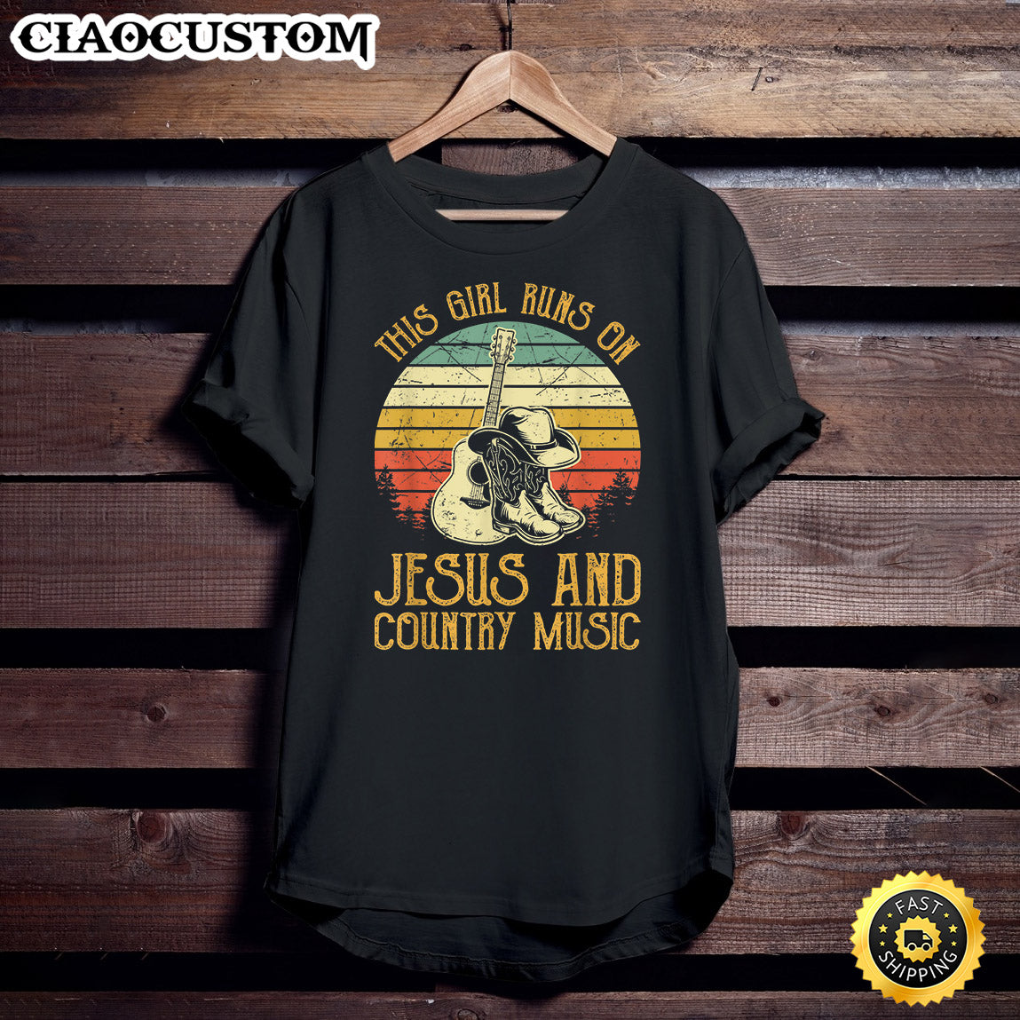 This Girl Runs On Jesus And Country Music Tshirt Christian Unisex T Shirt - Men Women T-Shirts