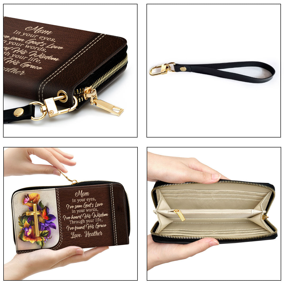 Through Your Life, I’ve Found His Grace Awesome Clutch Purse For Women - Personalized Name - Christian Gifts For Women