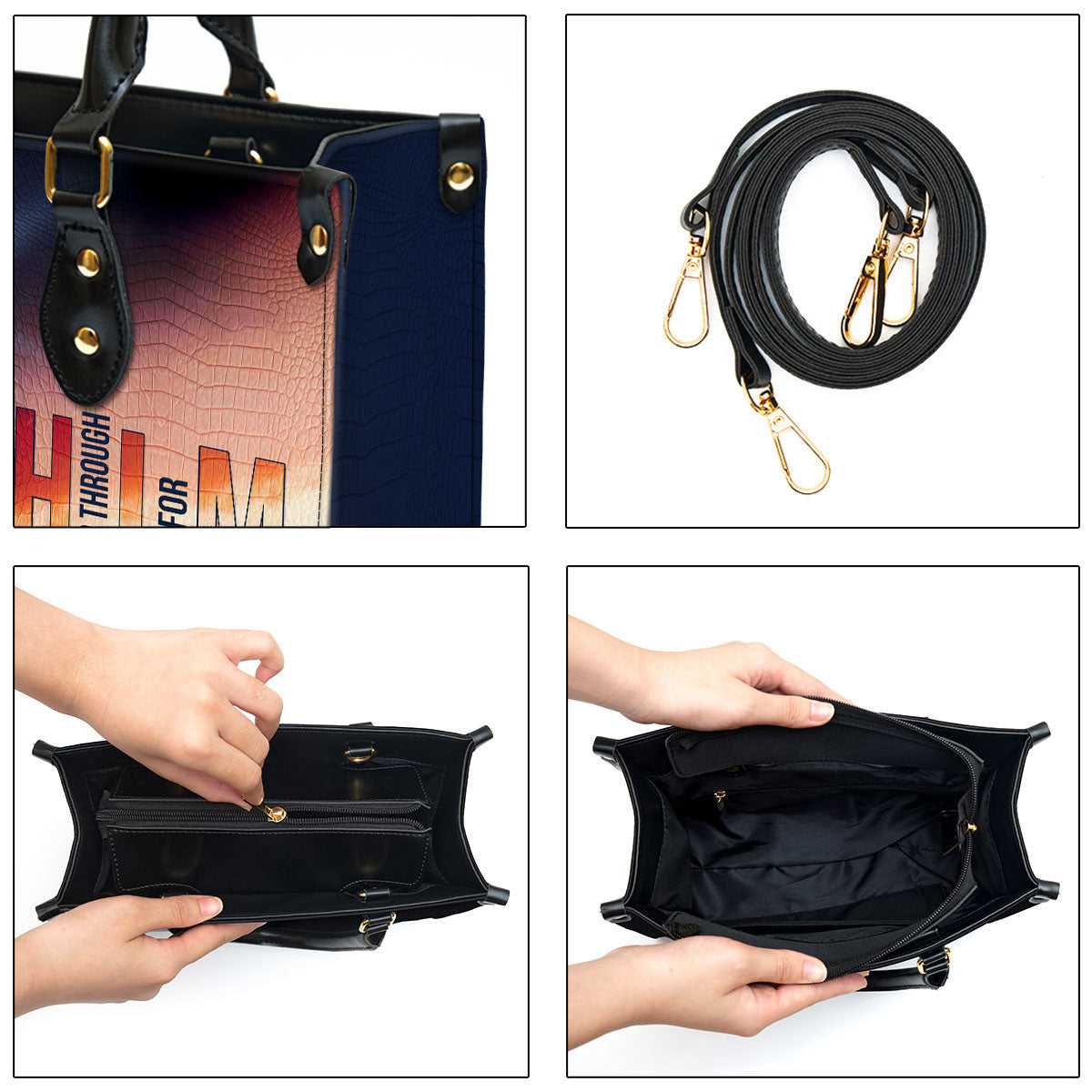 To Him Be The Glory Forever Personalized Leather Bag For Women - Religious Gifts For Women