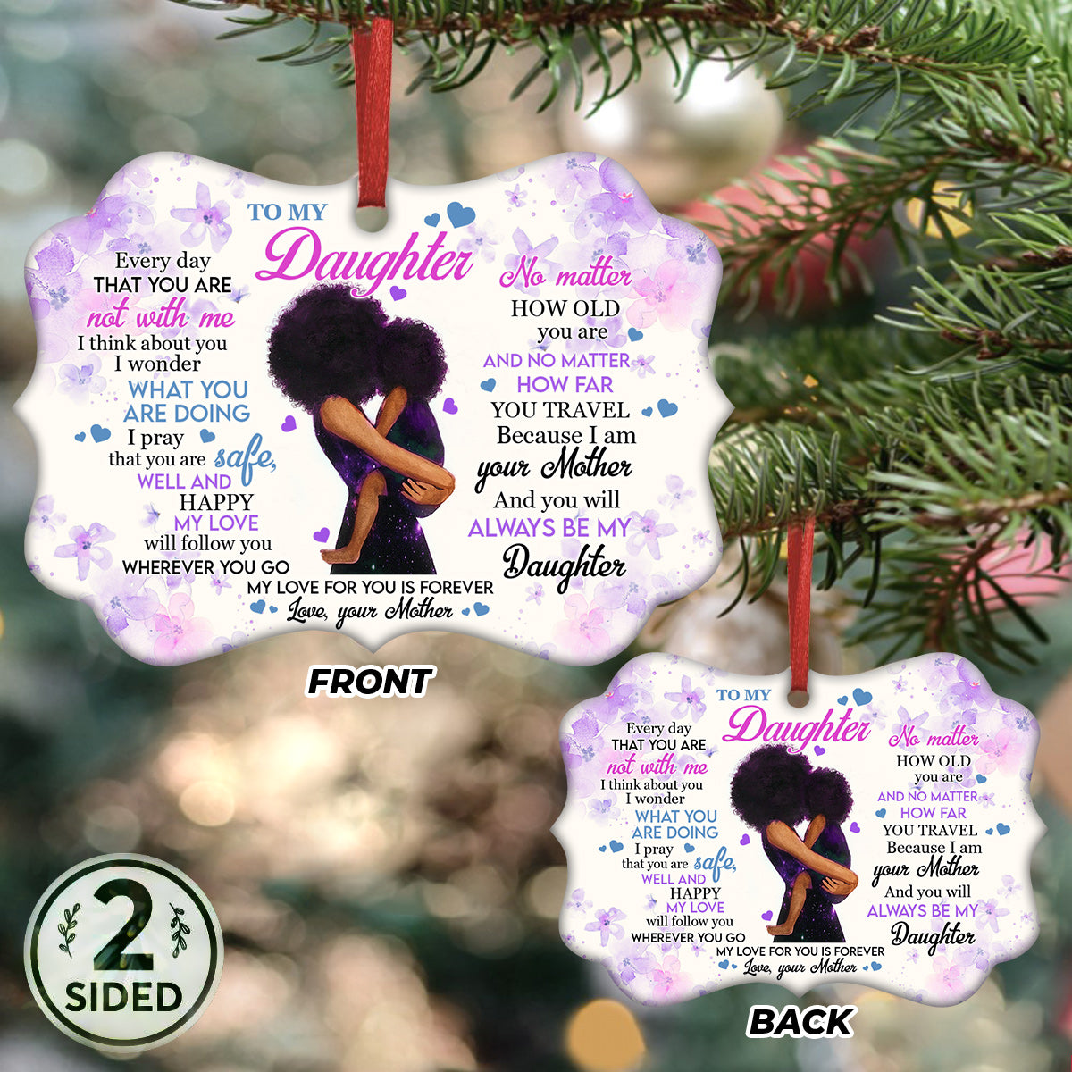 To My Black Daughter Metal Ornament - Christmas Ornament - Christmas Gift