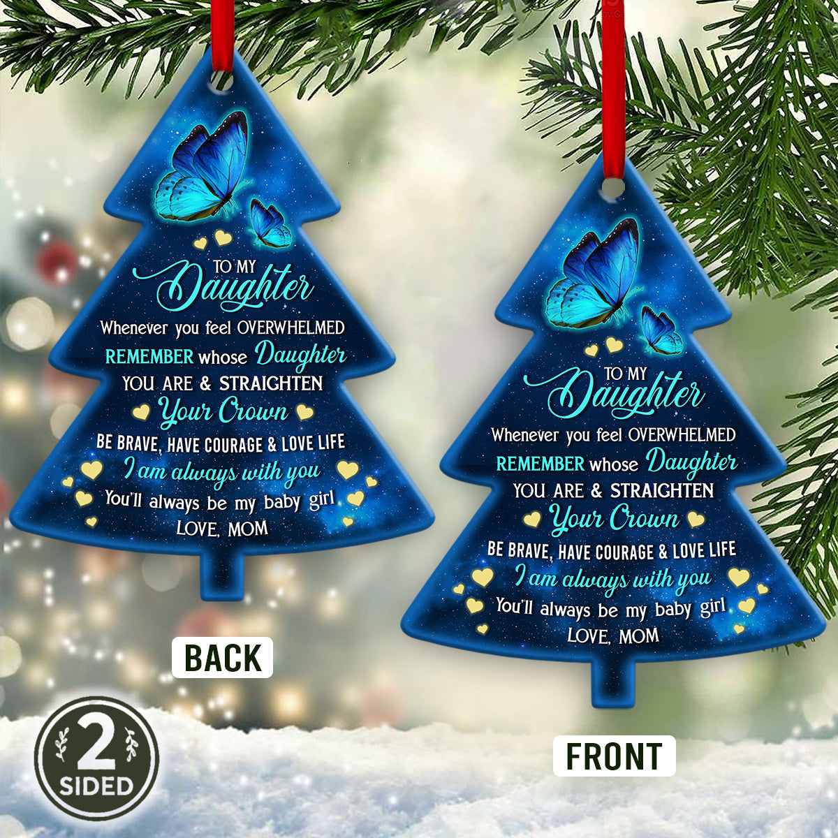 To My Daughter Butterfly Tree Shaped Ornament - Christmas Ornament - Ciaocustom