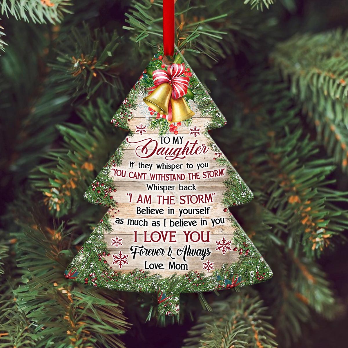 To My Daughter Christmas Bell Tree Shaped Ornament - Christmas Ornament - Ciaocustom