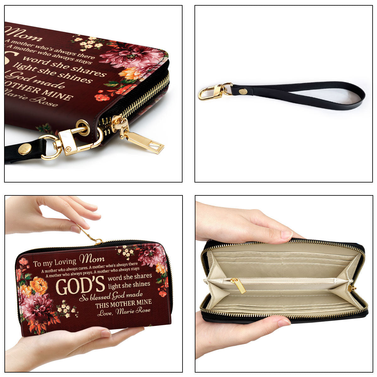 To My Loving Mom Clutch Purse For Women - Personalized Name - Christian Gifts For Women