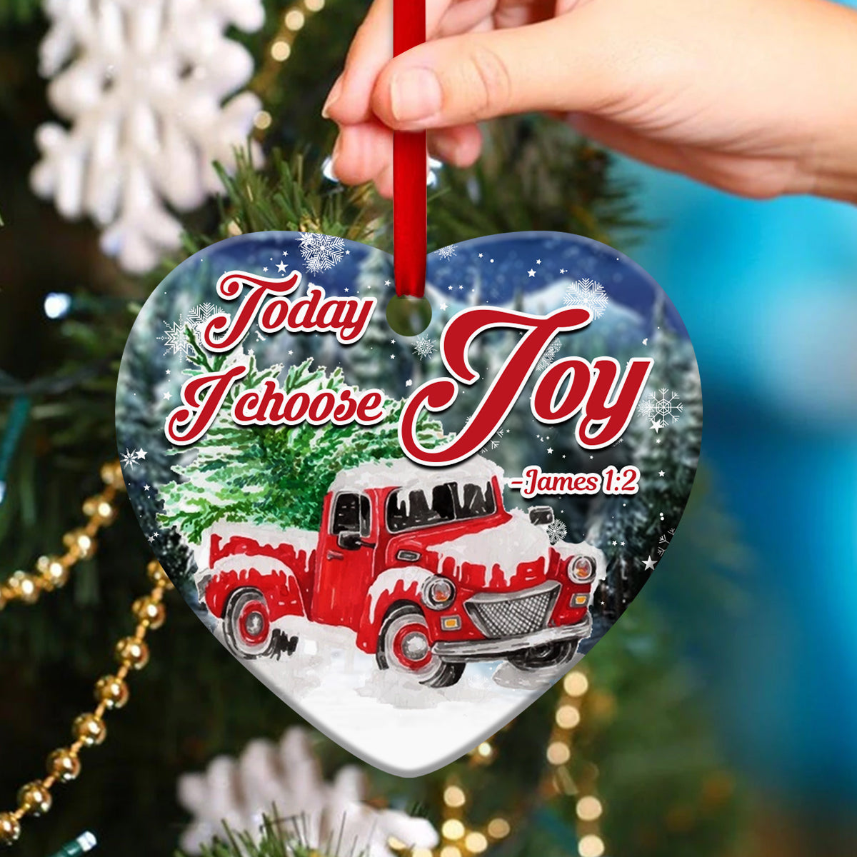 Today I Choose Joy - Beautiful Ceramic Heart Ornament - Ornaments Hanging Gift - Nativity Ornaments