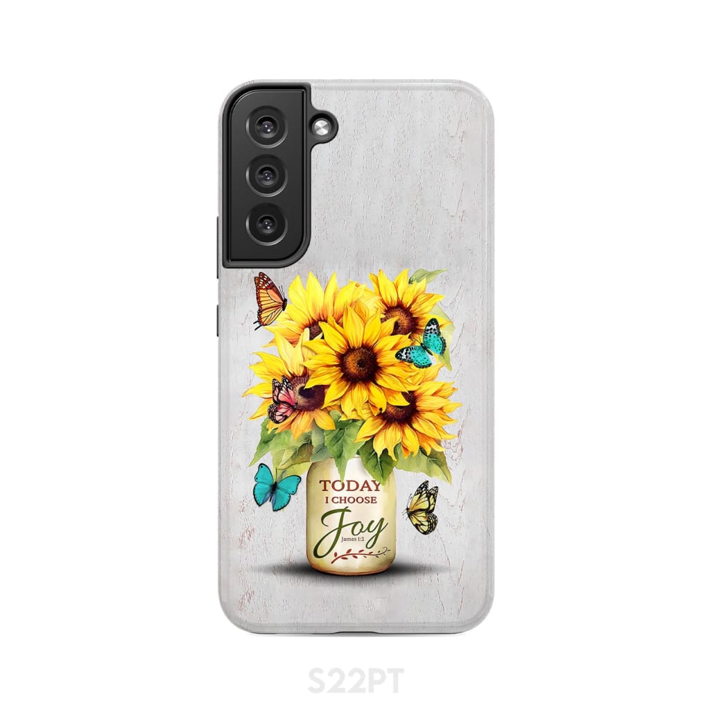 Today I Choose Joy Sunflower & Butterfly Vase Phone Case - Bible Verse IPhone & Samsung Cases