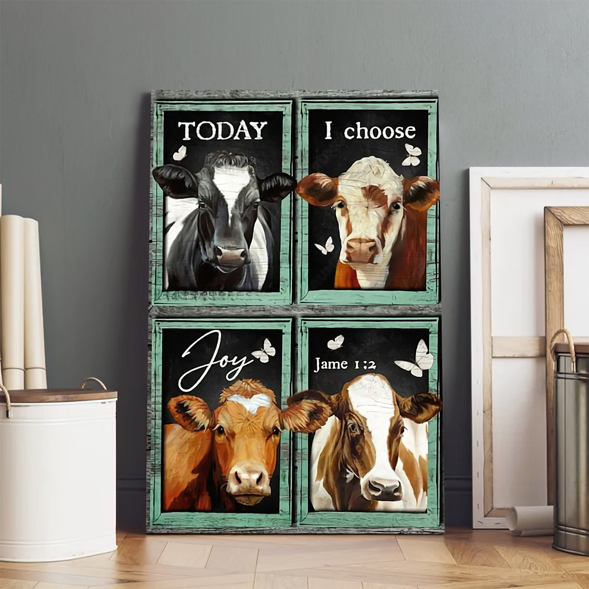 Today Is Choose Joy Cow Canvas Pictures - Jesus Painting Canvas - Christian Canvas Wall Art