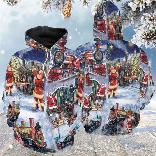 Train To Christmas All Over Print 3D Hoodie For Men And Women, Christmas Gift, Warm Winter Clothes, Best Outfit Christmas
