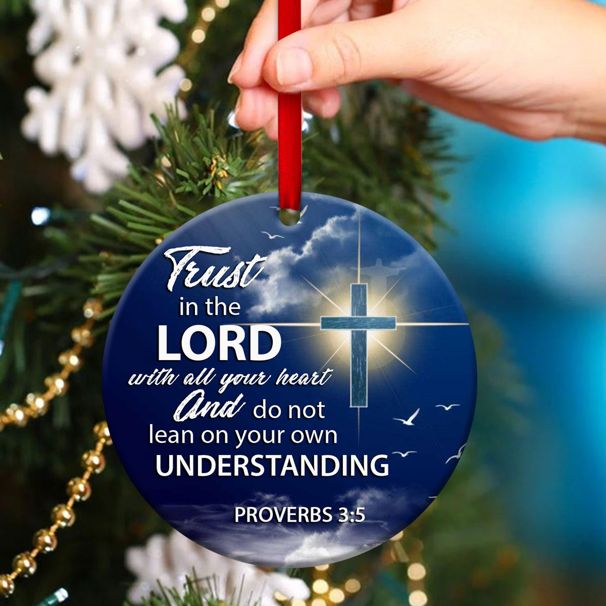 Trust In Jesus - Meaningful Ceramic Circle Ornament - Christmas Decor - Funny Ornament