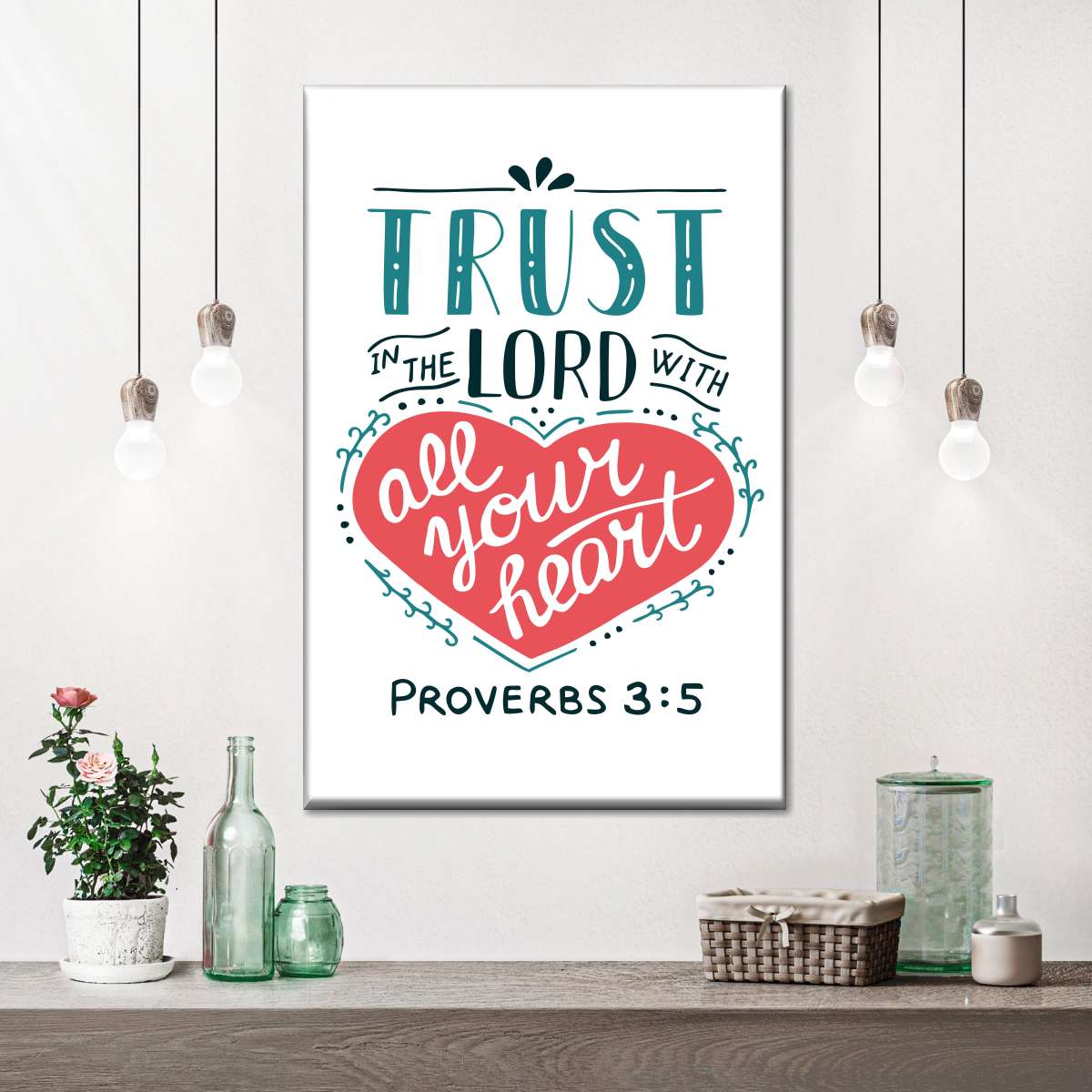 Trust In The Lord Wall Art Canvas - Christian Wall Hangings - Bible Verse Wall Art Canvas