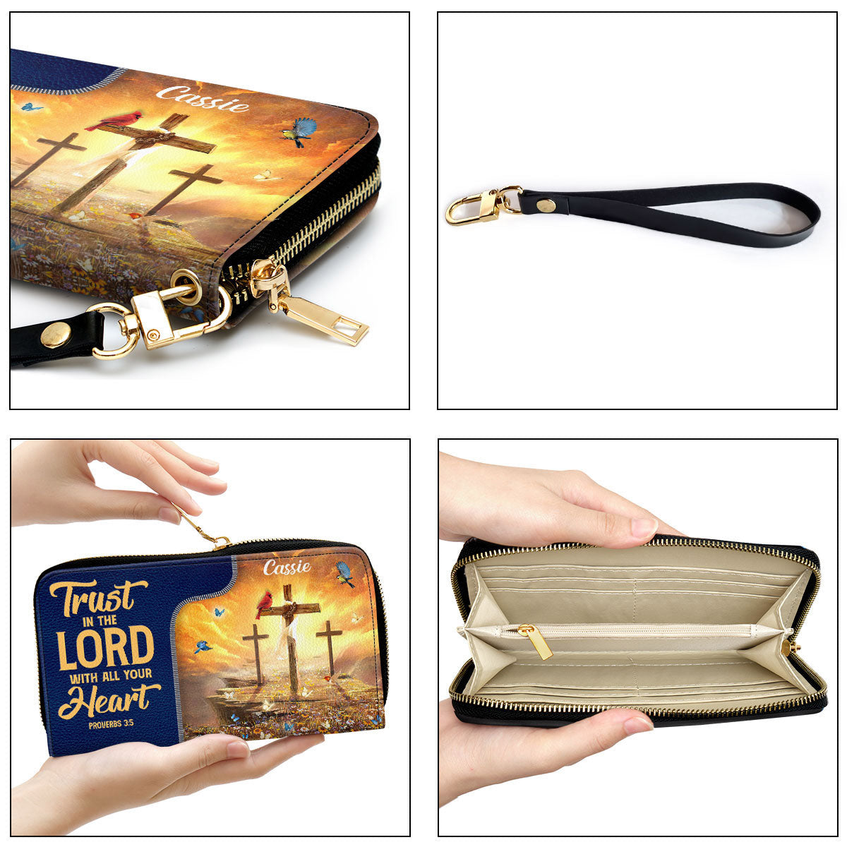 Trust In The Lord With All Your Heart Clutch Purse For Women - Personalized Name - Christian Gifts For Women
