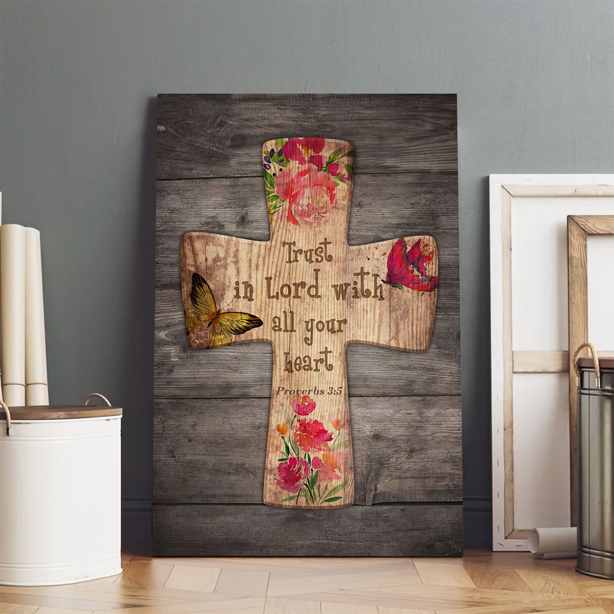 Trust In The Lord With All Your Heart Proverbs 35 Bible Verse Wall Art Canvas Print