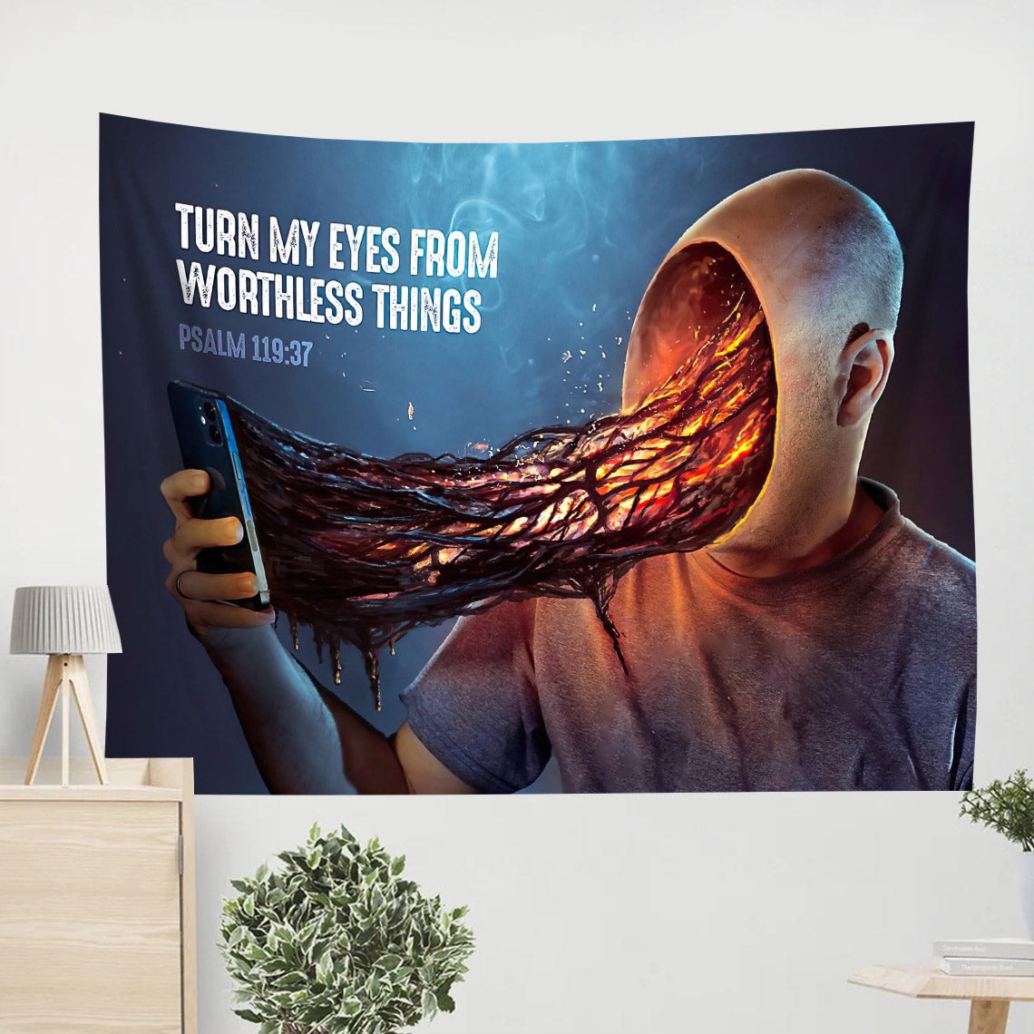 Turn My Eyes Give Me Life In Your Ways Psalm 119 37 - Religious Tapestry - Bible Wall Tapestry