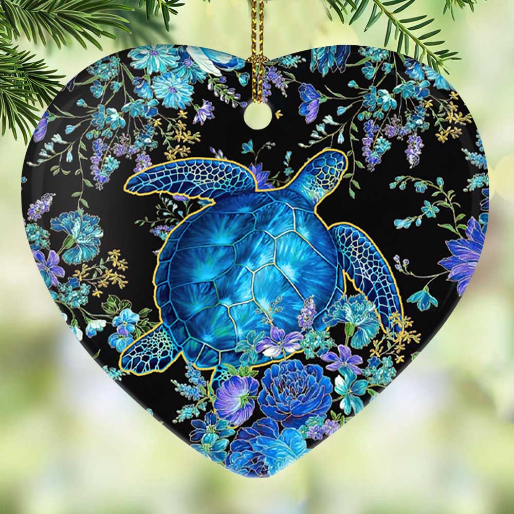 Turtle Lover Heart Ceramic Ornament - Christmas Ornament - Christmas Gift