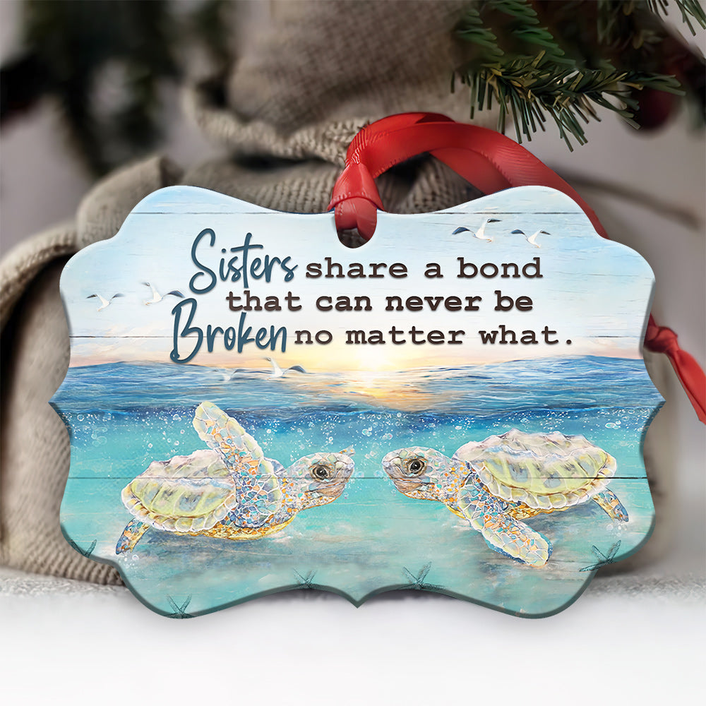 Turtle Sisters Share A Bond Metal Ornament - Christmas Ornament - Christmas Gift