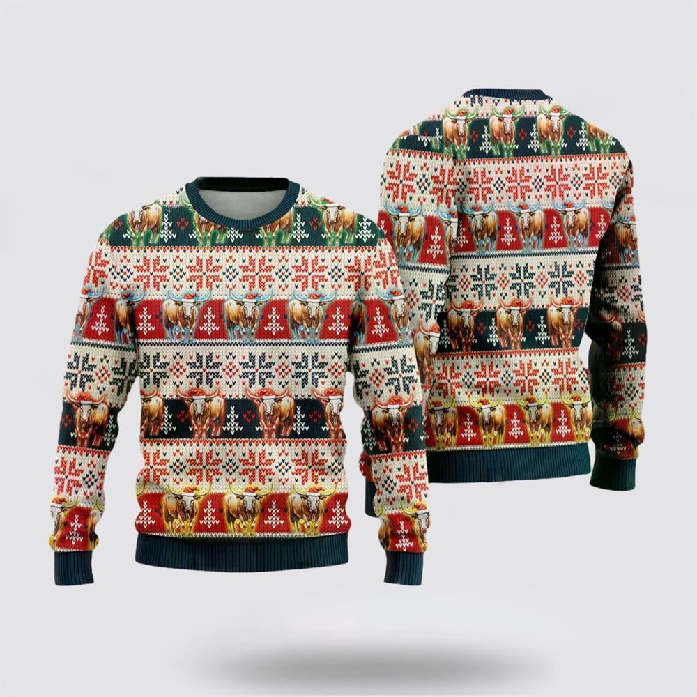 Tx Longhorn Ugly Christmas Sweater, Farm Sweater, Christmas Gift, Best Winter Outfit Christmas