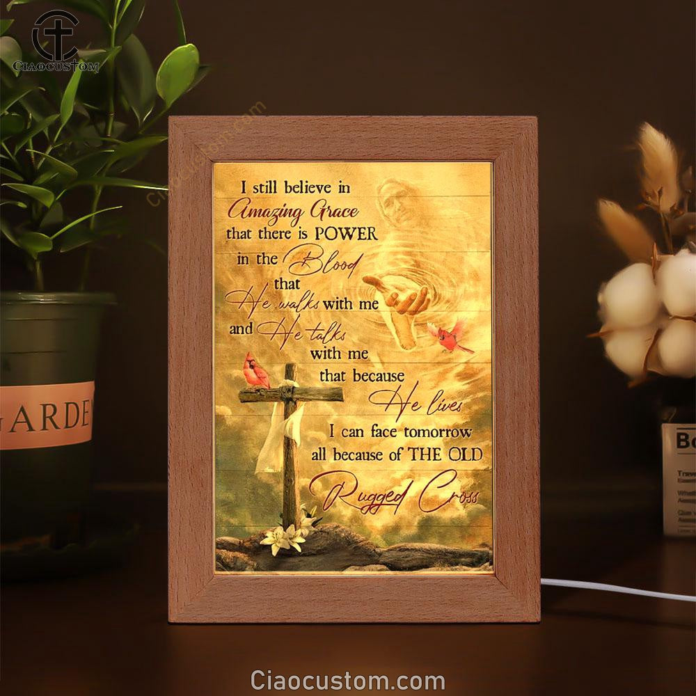 Unique Cross Red Cardinal Jesus I Still Believe In Amazing Grace Frame Lamp