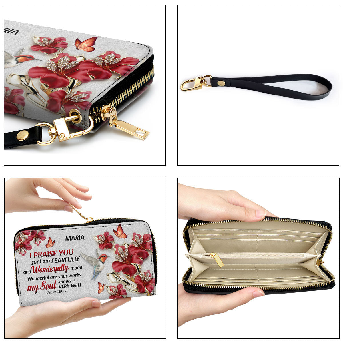 Unqiue Wonderful Are Your Works Clutch Purse For Women - Personalized Name - Christian Gifts For Women