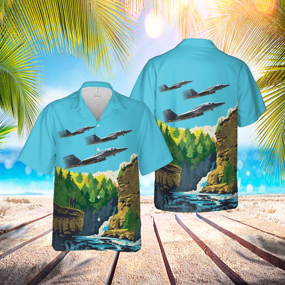 Us Air Force 334th Fighter Squadron F-15e Strike Eagle Hawaiian Shirt - Beachwear For Men - Best Hawaiian Shirts