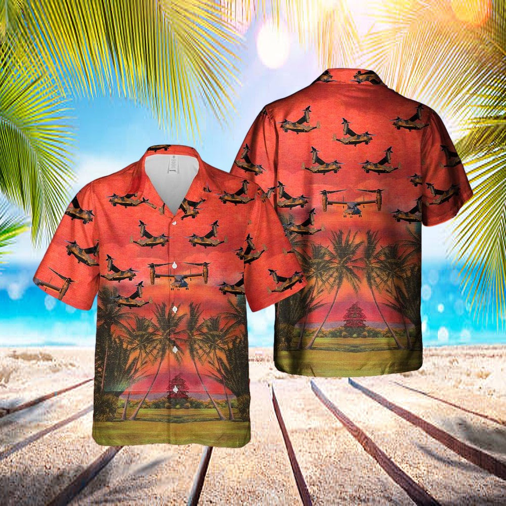 Us Air Force Bell Boeing Cv-22b Osprey Hawaiian Shirt - Beachwear For Men - Best Hawaiian Shirts