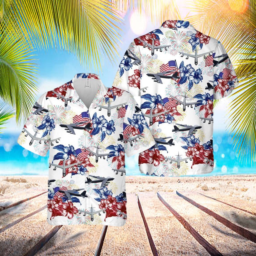 Us Air Force Boeing B-52 Stratofortress 4th Of July Hawaiian Shirt - Beachwear For Men - Best Hawaiian Shirts