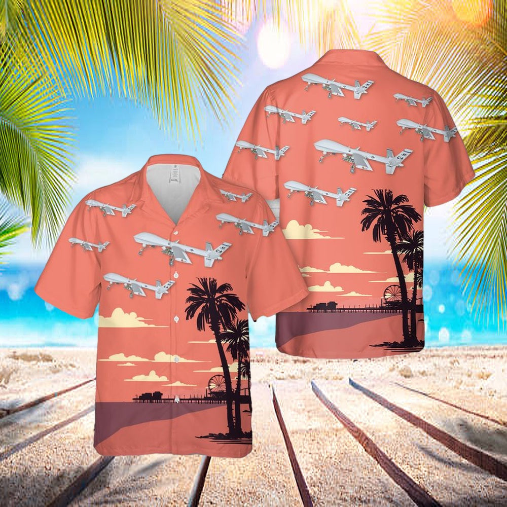 Us Air Force California Air National Guard 163d Attack Wing Mq-9 Reaper Hawaiian Shirt - Beachwear For Men - Best Hawaiian Shirts