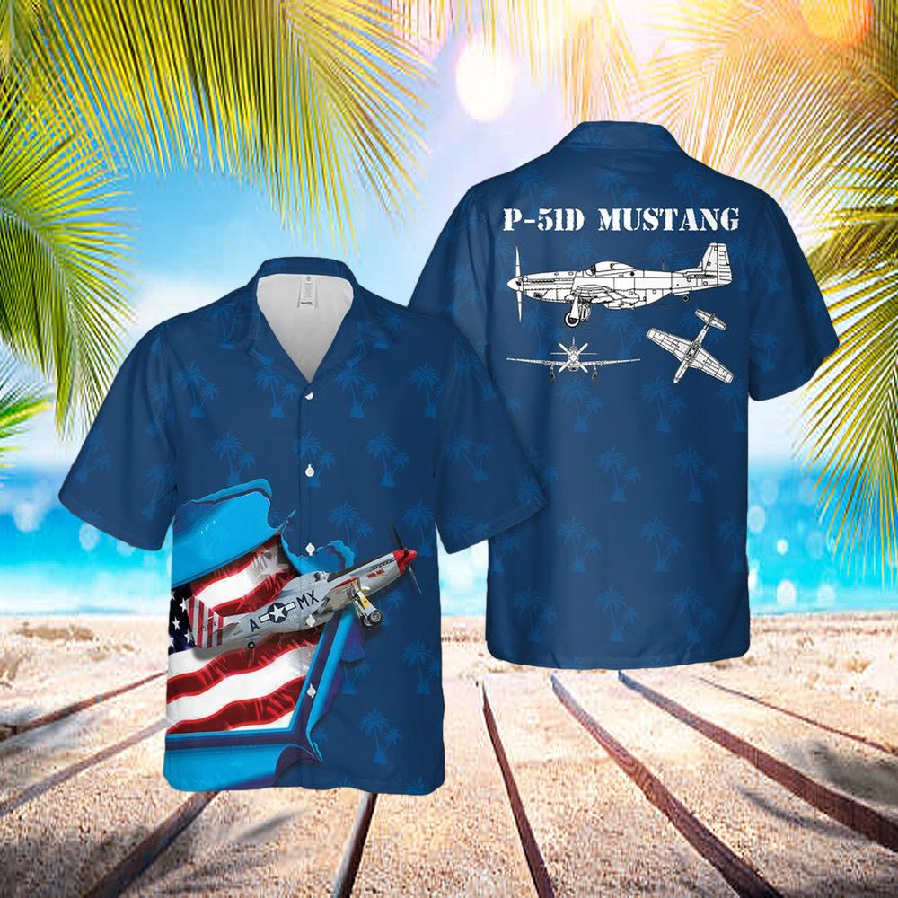 Us Air Force North American P-51d Mustangs Mad Max Hawaiian Shirt - Beachwear For Men - Best Hawaiian Shirts