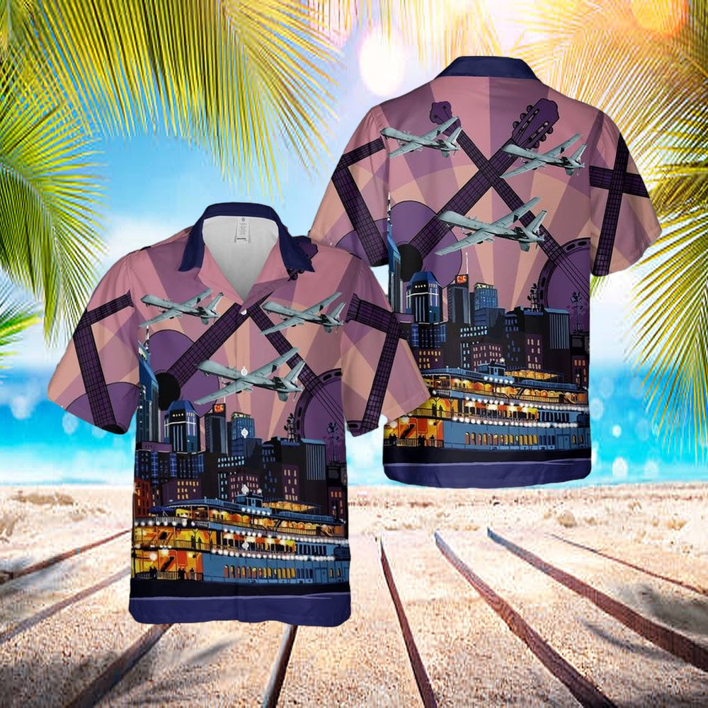 Us Air Force Tennessee Air National Guard 118th Wing Mq-9 Reaper Hawaiian Shirt - Beachwear For Men - Best Hawaiian Shirts