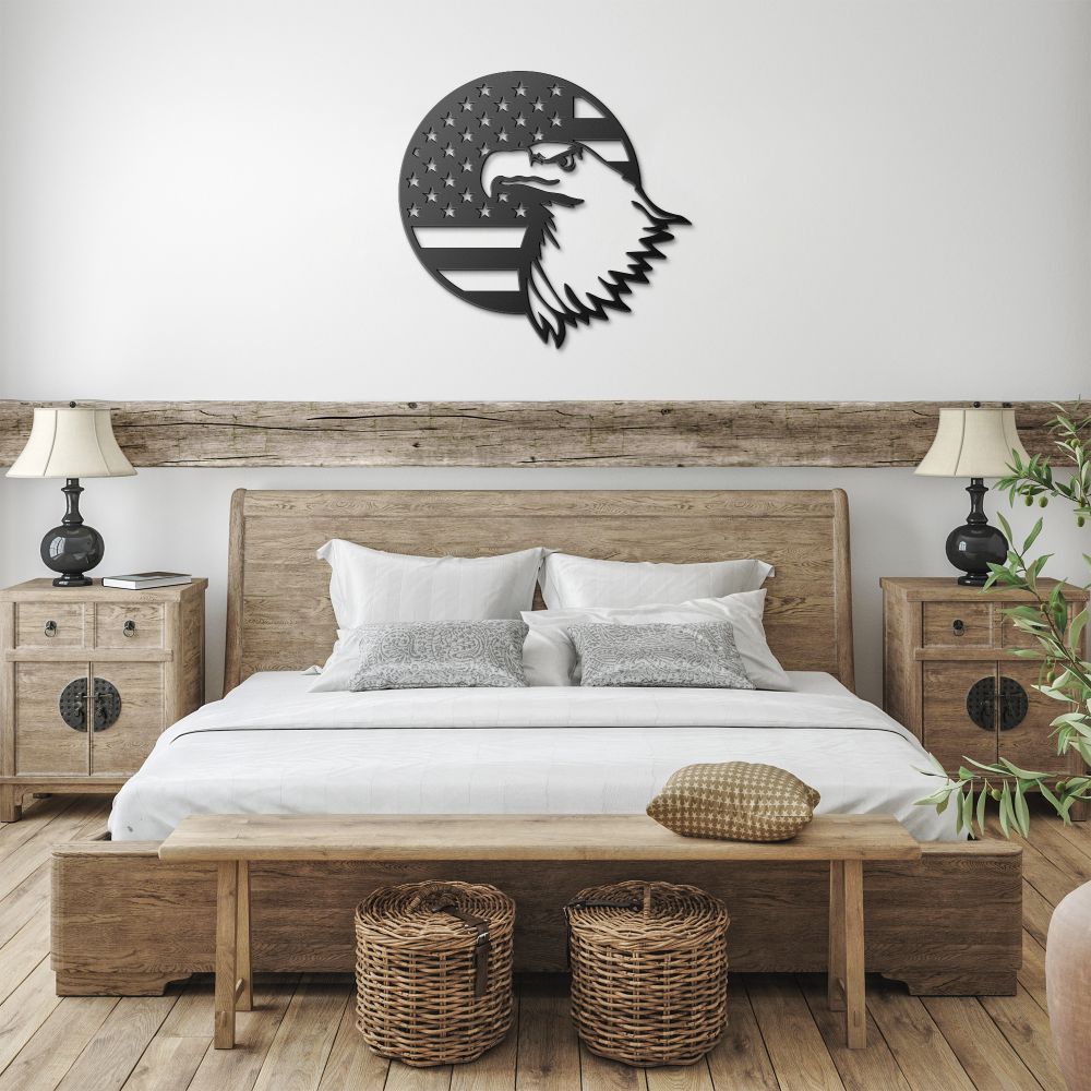 Usa Flag Eagle Metal Sign - Christian Metal Wall Art - Religious Metal Wall Decor