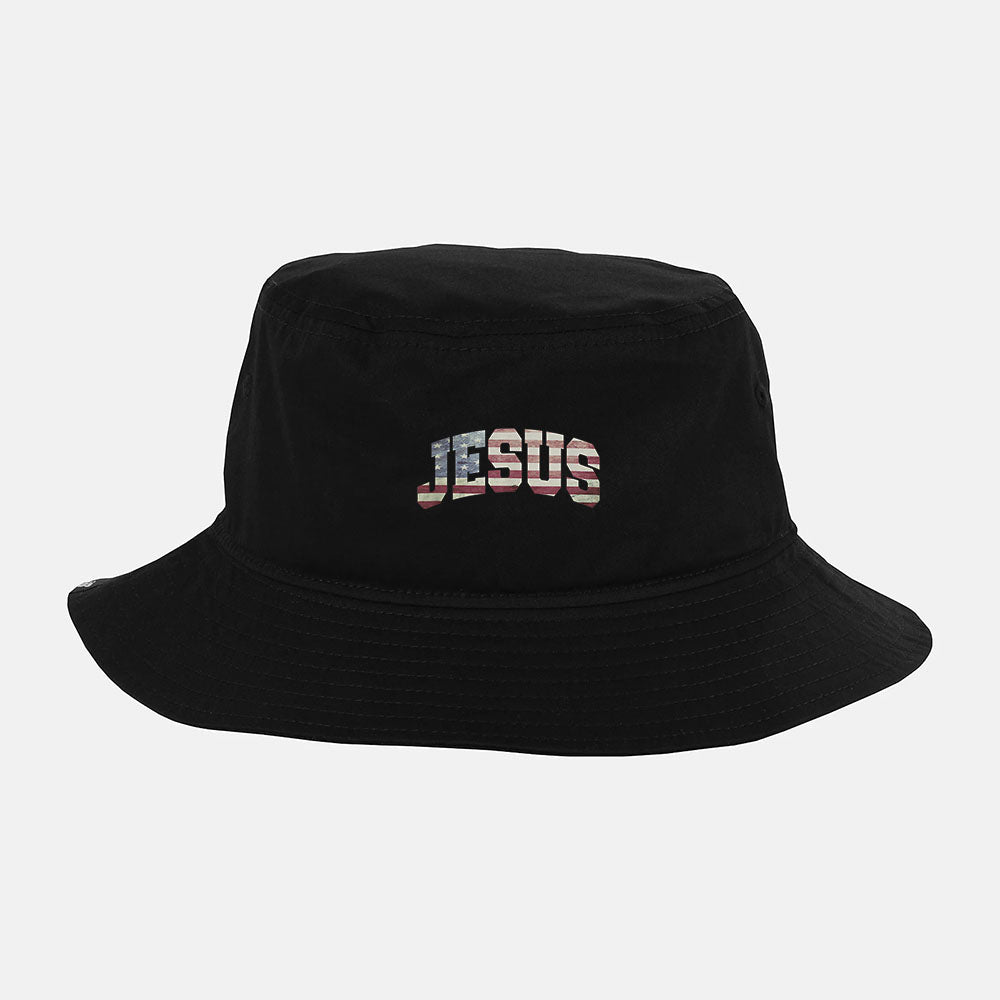 Usa Us Flag Patriotic 4th Of July Jesus Bucket Hat