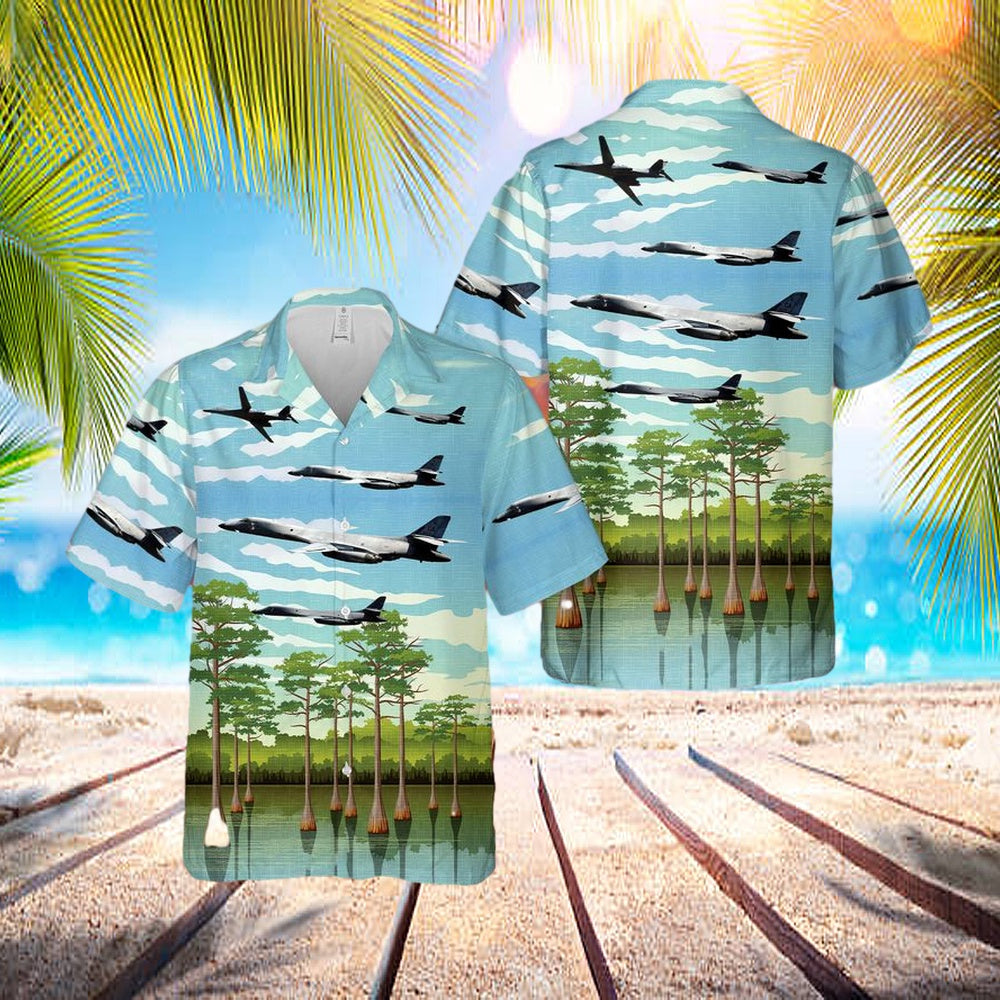 Usaf 128th Bomb Squadron, 116th Bomb Wing, Georgia Air National Guard Rockwell B-1b Lancer Hawaiian Shirt - Best Hawaiian Shirts