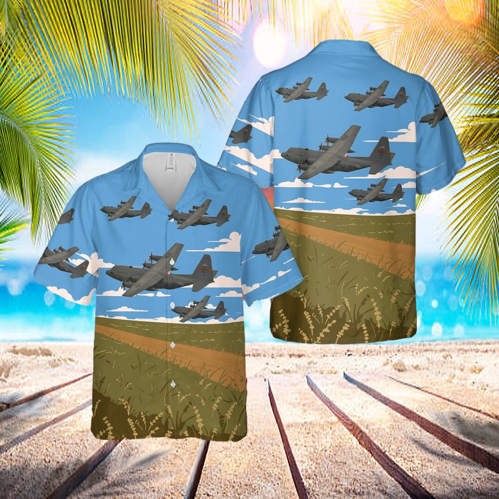 Usaf 182nd Airlift Wing Illinois Air National Guard C-130 H3 Hercules Hawaiian Shirt - Beachwear For Men - Best Hawaiian Shirts